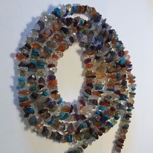 Sterling 48” multi stone chip necklace